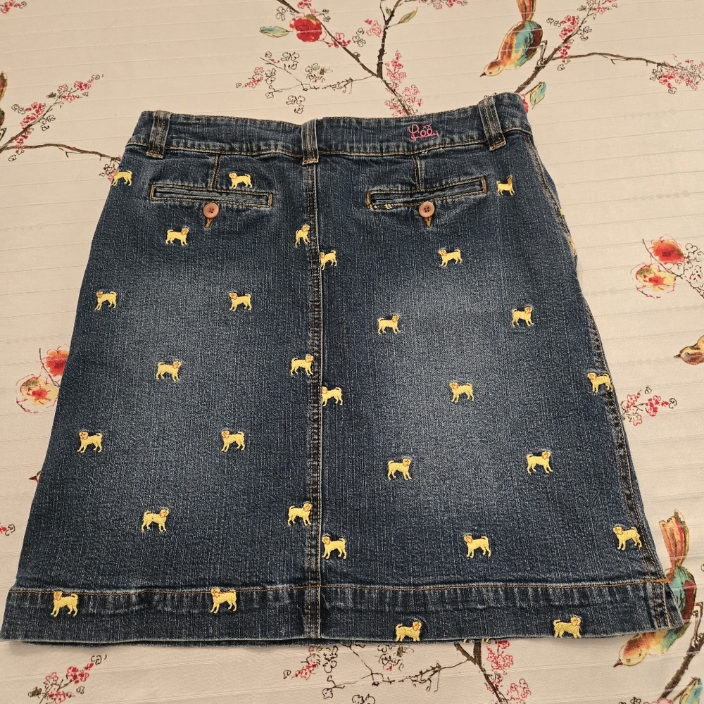 Embroidered denim skirt size 6, Lilly Pulitzer White Label, Dogs! - Picture 3 of 11